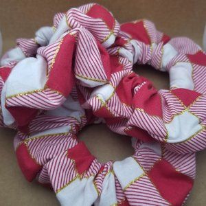 Red and White Checkered Handmade Scrunchies